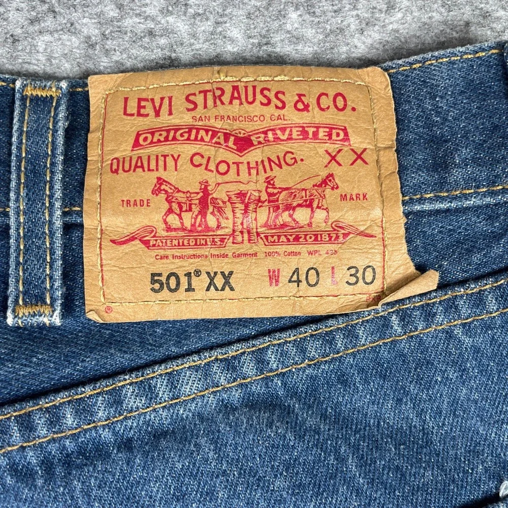 VTG Levis 501 XX Jeans Mens 40x30 (Fits 38x26) Blue Shrink to Fit Straight